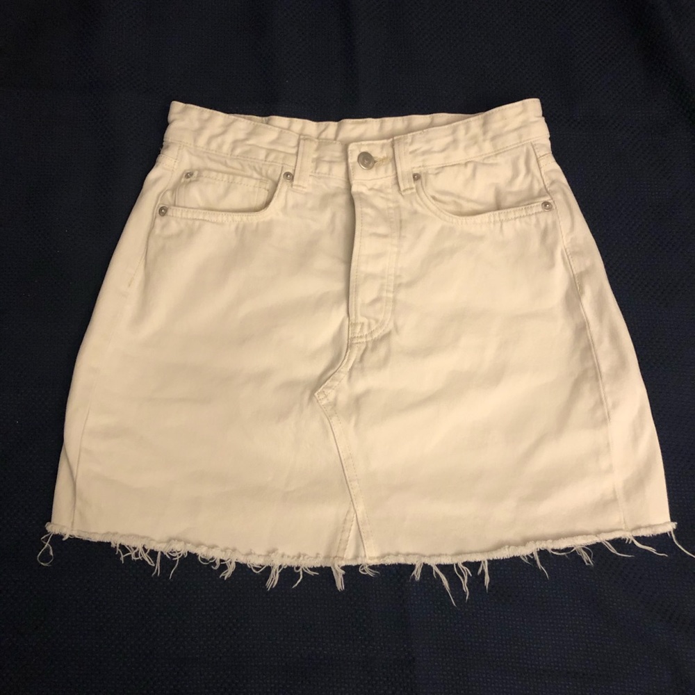 H&M White Jean mini skirt